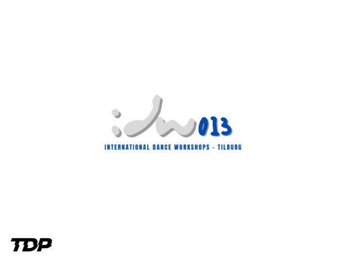 Logo van het International Dance Workshops evenement 2013, met de tekst 'IDW 013' in blauw op een witte achtergrond.